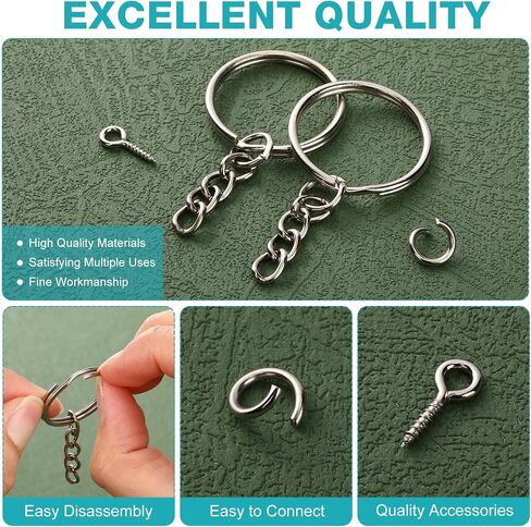 مجموعة حلقات مفاتيح LASNTEN 755 PCS بما في ذلك حلقات سلسلة مفاتيح 250pcs مع سلسلة ، حلقة قفزة 250pcs ، 250pcs دبابيس العين المسمار و 5 PCS مجوهرات كمادة مصممة لتصنيع سلسلة المفاتيح ، والحرف اليدوية ، ومشاريع DIY in Kuwait