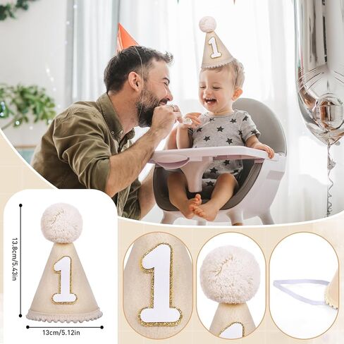 Blue Baby Boy First Birthday Decorations with 0-12 Month 1st Birthday Photo Banner ,Blue Hat, One Cake Topper and High Chair Tassel Banner 1st Decor in Saudi Arabia