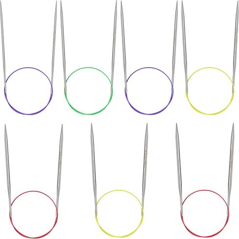 Katech 40 inch (100cm) Circular Knitting Needles Set, 2.75mm-5.00mm Stainless Steel Knitting Needles with Cables, 7 Sizes Long Round Needle for Sweaters, Hats, Socks, Scarves in Kuwait