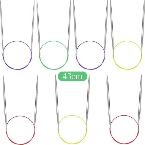 Katech 40 inch (100cm) Circular Knitting Needles Set, 2.75mm-5.00mm Stainless Steel Knitting Needles with Cables, 7 Sizes Long Round Needle for Sweaters, Hats, Socks, Scarves in Kuwait