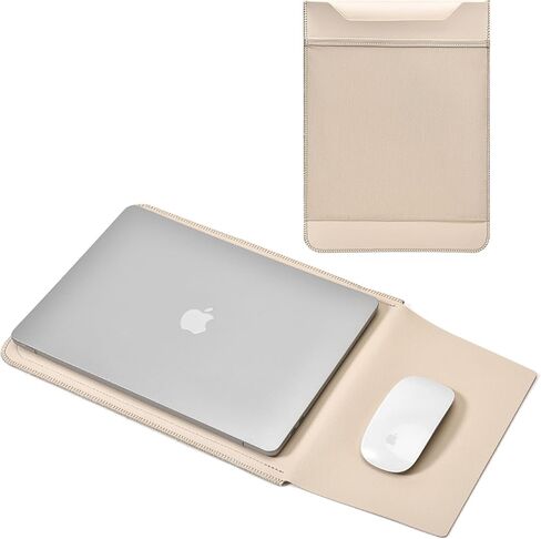 Slim PU Leather 13 13.6 Inch Laptop Sleeve Protective Case with Mouse Pad for MacBook Air/Pro 13 M4/M3/M2/M1 HP Lenovo Dell Asus Samsung Briefcase Carrying Laptop Bag (Apricot, 13 inch) in Saudi Arabia