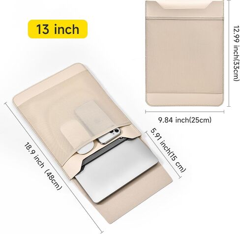 Slim PU Leather 13 13.6 Inch Laptop Sleeve Protective Case with Mouse Pad for MacBook Air/Pro 13 M4/M3/M2/M1 HP Lenovo Dell Asus Samsung Briefcase Carrying Laptop Bag (Apricot, 13 inch) in Saudi Arabia