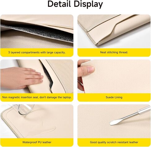 Slim PU Leather 13 13.6 Inch Laptop Sleeve Protective Case with Mouse Pad for MacBook Air/Pro 13 M4/M3/M2/M1 HP Lenovo Dell Asus Samsung Briefcase Carrying Laptop Bag (Apricot, 13 inch) in Saudi Arabia