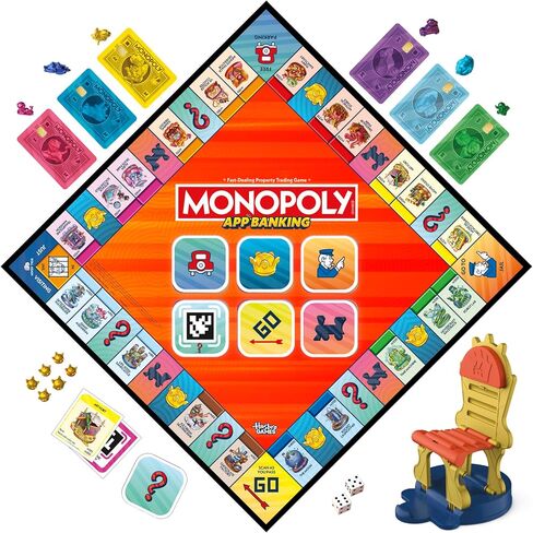 Monopoly App Banking Board Game | App-Enabled Game | Links to Smart Devices | Ages 8+ | 2 to 6 Players | 45 Mins. | Family Games for Kids in Saudi Arabia