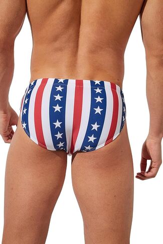 PINKY SENSON Mens Removable Pad Quick Dry Print Swim Briefs Adjustable Drawstring Surfing Short in Kuwait