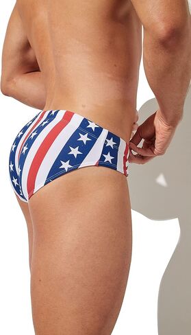 PINKY SENSON Mens Removable Pad Quick Dry Print Swim Briefs Adjustable Drawstring Surfing Short in Kuwait