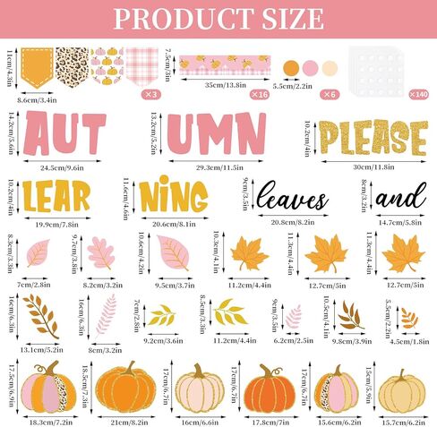 78Pcs Fall Classroom Bulletin Board Decorations Pink Orange Pumpkin Maple Leaf Cutouts for Autumn Thanksgiving Harvest Party Supplies School Chalkboard Wall Decor in Saudi Arabia