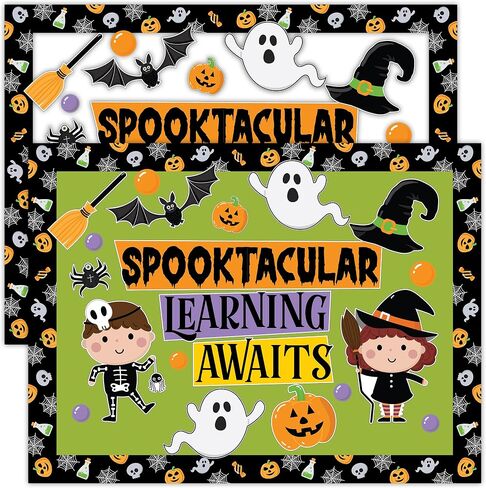 Decorably 76 Pcs Cutouts Classroom Halloween Decor Set with Background Papers & Borders, Halloween School Bulletin Board Decorations - School, Bulletin Boards, Classroom Walls, School Hallways in Saudi Arabia