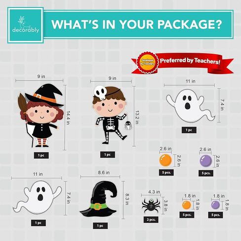 Decorably 76 Pcs Cutouts Classroom Halloween Decor Set with Background Papers & Borders, Halloween School Bulletin Board Decorations - School, Bulletin Boards, Classroom Walls, School Hallways in Saudi Arabia