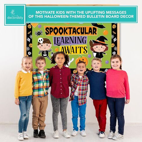 Decorably 76 Pcs Cutouts Classroom Halloween Decor Set with Background Papers & Borders, Halloween School Bulletin Board Decorations - School, Bulletin Boards, Classroom Walls, School Hallways in Saudi Arabia