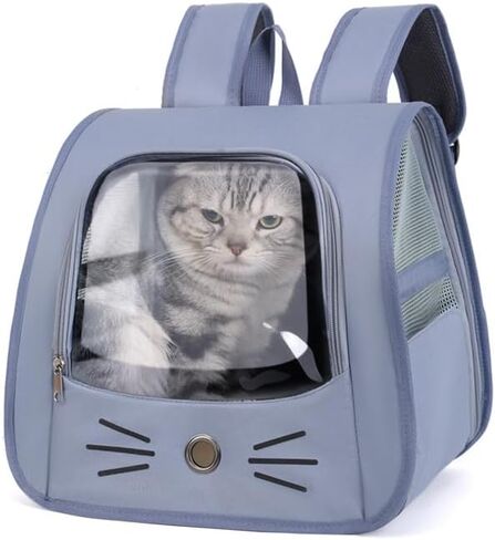 المسافر القابل للتنفس الشفافة على ظهر النقل للحيوانات الأليفة للسفر ، والمشي لمسافات طويلة ، والتسوق ، والطبيب البيطري (الأزرق) in Kuwait