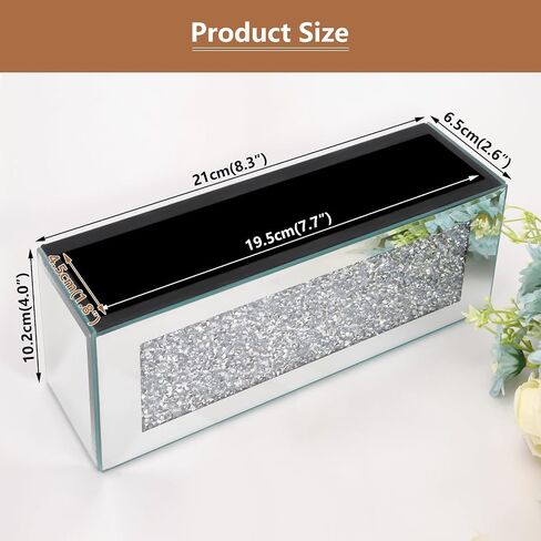 Mirrored Remote Control Holder - Remote Holder Wall Mount with Sparkling Crush Diamond for Living Room & Bedroom, Phone TV Remote Organizer Storage Décor, Silver in Saudi Arabia