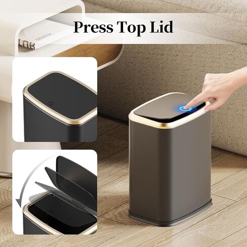 2.1 Gallon Bathroom Trash Can with Lid Press Top, 8 Liter Stainless Steel Garbage Can with Press Type Lid, Slim Trash Bin Waste Basket for Toilet, Office, Bedroom, Living Room (White) in Saudi Arabia