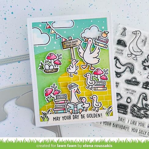 Lawn Fawn Silly Goose Stamp Set Bundle, 4x6 inch Clear Stamps, Dies, Add-On Stamps, Coloring Stencil, 4 Pieces in Saudi Arabia