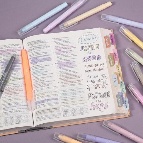 Mr. Pen-gel Highlighters ، 14 حزمة ، ألوان الباستيل الأثيرية ، روايات الكتاب المقدس للأناجيل التي لا تنزف in Saudi Arabia