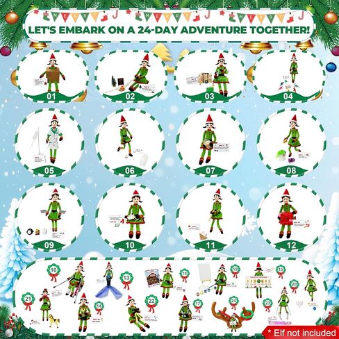 24-Day Christmas Elf Kit 2025 – Countdown Adventure Box with Daily Scenes, Props & Accessories for Christmas Holiday Tradition Starter Kit in Saudi Arabia