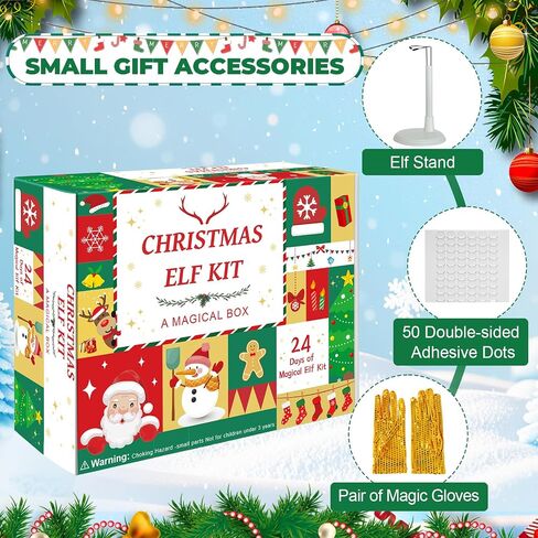 24-Day Christmas Elf Kit 2025 – Countdown Adventure Box with Daily Scenes, Props & Accessories for Christmas Holiday Tradition Starter Kit in Saudi Arabia