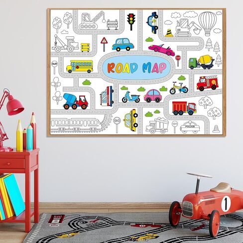 ملصق تلوين النقل للأطفال عملاق كبير تلوين الطريق ملصق TableCloth Jumbo التلوين كتاب الحرف مرور مرور مرور سيارات الشاحنات ملصقات عيد ميلاد للأطفال الصغار تزيين الحفلات التعليمية in Saudi Arabia