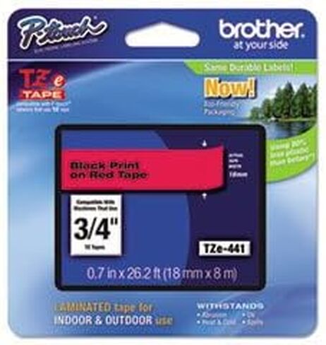 Brother Part# TZE-441 TABER (OEM) 3/4 "أسود على اللون الأحمر in Kuwait