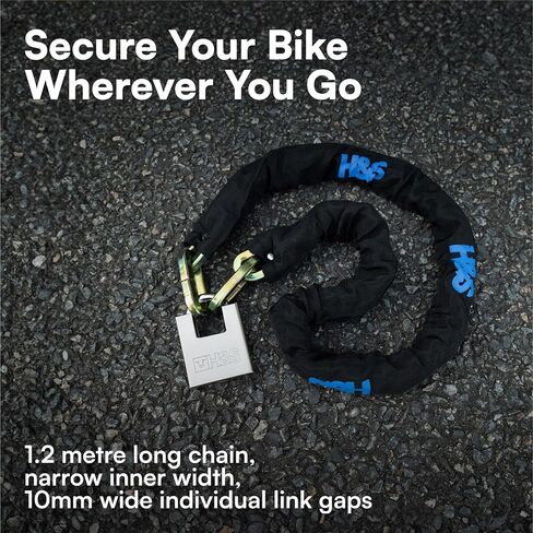 H&S Heavy Duty Bike Padlock and Chain for Ultimate Protection - Anti-Theft 10mm x 1.2m Security Chain for Mountain Bike & Road Bike - Security Chain and Lock with Keys in Saudi Arabia