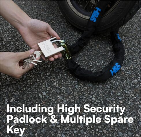 H&S Heavy Duty Bike Padlock and Chain for Ultimate Protection - Anti-Theft 10mm x 1.2m Security Chain for Mountain Bike & Road Bike - Security Chain and Lock with Keys in Saudi Arabia