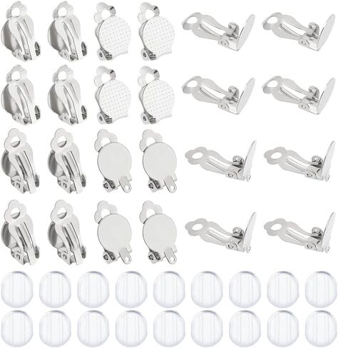 UNICRAFTALE 60pcs Clip-on Earring Findings DIY Earring Clip 304 Stainless Steel Clip-on Earring Converter Flat Round Tray Non-Pierced Earrings with Silicone Earring Pads for DIY Earring Making in Saudi Arabia