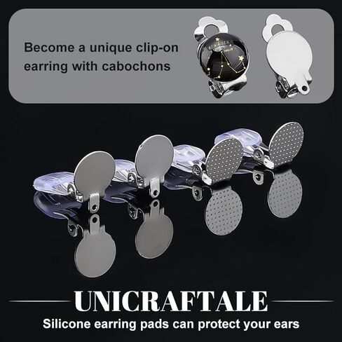 UNICRAFTALE 60pcs Clip-on Earring Findings DIY Earring Clip 304 Stainless Steel Clip-on Earring Converter Flat Round Tray Non-Pierced Earrings with Silicone Earring Pads for DIY Earring Making in Saudi Arabia