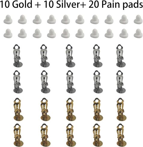 pson 20Pcs Round Flat Back Tray Earring Clips, 20 Clip-On Earring Converter Non-Pierced Earrings with 20 Earring Cushions, Easy Open Loop for Earring Making, Silver and Gold Options in Saudi Arabia