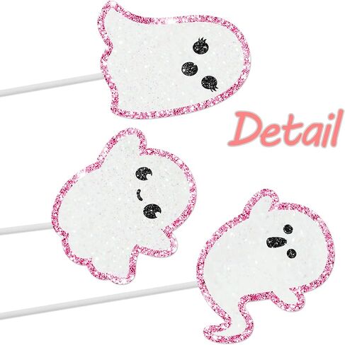 Ghost Cupcake Toppers 24pcs Pink Halloween Ghost Birthday Cake Decorations Ghost Boo Cupcake. in Saudi Arabia