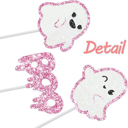 Ghost Cupcake Toppers 24pcs Pink Halloween Ghost Birthday Cake Decorations Ghost Boo Cupcake. in Saudi Arabia
