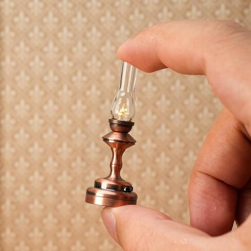 Waldosia 1:12 Scale Miniature LED Hurricane Lamp - Battery Trought Dollhouse Light للغرف المصغرة القديمة ، BookNook أو Dioramas (مجموعة ضوء الخفقان) in Saudi Arabia