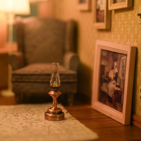 Waldosia 1:12 Scale Miniature LED Hurricane Lamp - Battery Trought Dollhouse Light للغرف المصغرة القديمة ، BookNook أو Dioramas (مجموعة ضوء الخفقان) in Saudi Arabia