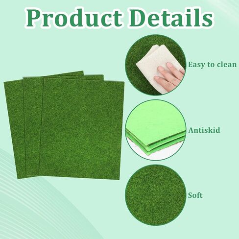 3 Pcs Fake Grass Mat, 10 X 12 Inch Miniature Fake Garden Grass, Grasses Mat for Craft Outdoor Decor Dollhouse DIY Ornament in Saudi Arabia