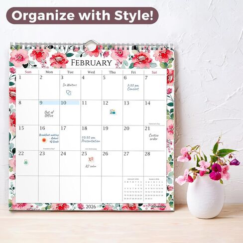 CRANBURY Large 12x12 Wall Calendar 2026 (Seasons), Square Hanging Calendar, 14 Months, Use Nov 2025 to Dec 2026, Big Grid, Colorful Seasonal Monthly Designs in Kuwait