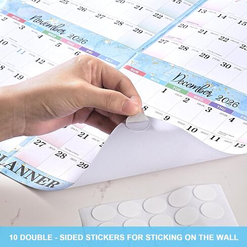 2026 Yearly Wall Calendar - 2026 Calendar (Jan 2026 - Dec 2026), 34.7" x 22.9" Open Size, 2026 Wall Calendar Thick & Writable Paper, Vertical Layout with Highlighted Holidays Design, Includes Julian Dates for Organizing Life & Work - Gradient Blue in Saudi Arabia