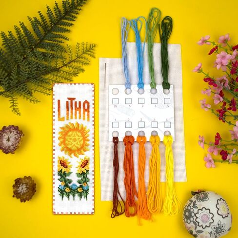 Cross Stitch Bookmark Kit Wheel of The Year: Litha – Counted DIY Embroidery Set for Adults & Beginners, Summer Solstice Pagan Wiccan Sun Fire Festival Gift in Saudi Arabia