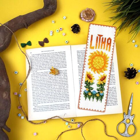 Cross Stitch Bookmark Kit Wheel of The Year: Litha – Counted DIY Embroidery Set for Adults & Beginners, Summer Solstice Pagan Wiccan Sun Fire Festival Gift in Saudi Arabia