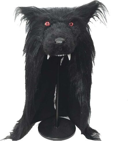 Full Head Black Wolf Headgear,Realistic Furry Viking Wolf Head Hat Mask,Halloween Fursuit Wolfs Costume for Role-Play Party,Christmas,Masquerade,Scary Barbarian Cosplay Plush Headdress in Kuwait