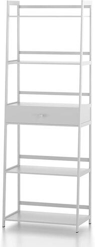 Bookshelf Ladder Shelf with Drawers 5 Tier Tall Bookcase Book Case for Bedroom Living Room Office(E) in Saudi Arabia