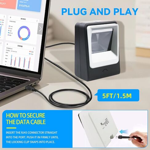 ماسحة باركود سطح المكتب Omnidirection -Omnidirection مع كابل USB ، استشعار صورة 1D 2D QR ، قارئ باركود باركود للتجزئة في Warehouse Supermarket Store in Saudi Arabia
