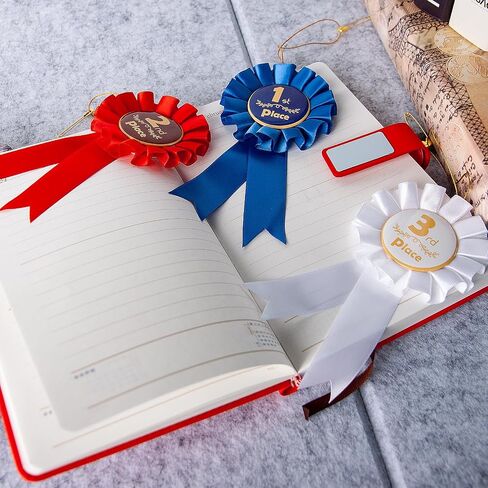 Award Ribbons 1st 2nd 3rd Place Recognition Rosette Set Awards Blue Red White Badge Ribbons for Classroom Prize Science Fair Talent Show (3 Pcs) in Kuwait