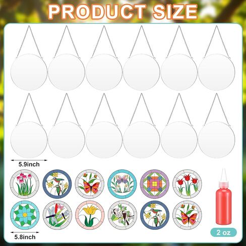 47 أجهزة كمبيوتر ملطخة الزجاج اللوحة المبتدئين مجموعة Suncatcher Craft Diy Window Paint Art بما في ذلك 7 ألوان 12 Suncatchers 12 أنماط 12 سلاسل 4 أداة لمشروع DIY Spring Home Birthday Party Sistems in Saudi Arabia