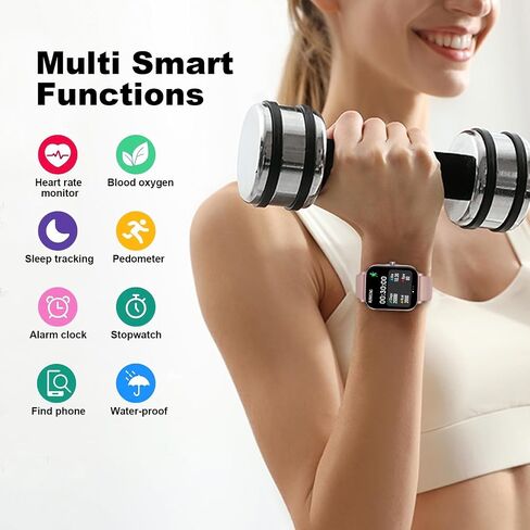 Smart Watch for Men Women SmartWatch 1.83" for iPhone Samsung Android Phone Compatible, Fitness Tracker Watch with Pedometer, Heart Rate/Sleep Monitor, Blood Oxygen, IP68 Waterproof in Kuwait