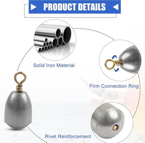 35pcs Fishing Weights Sinkers Kit Iron Fishing Weights Bass Casting Metal Sinker Weights Water Drop Bell Sinkers Lead Free Fishing Weights for Saltwater Freshwater Fishing in Saudi Arabia
