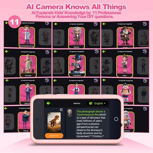 AI Digital Camera for Kids WiFi لعيد الميلاد هدية عيد ميلاد للفتيات Boys ， شاشة تعمل باللمس HD Camera لحديقة السفر المنزلية ، ألعاب الأطفال لـ 4 5 6 7 8 9 10 11 12 مع بطاقة SD 32GB PINK in Kuwait