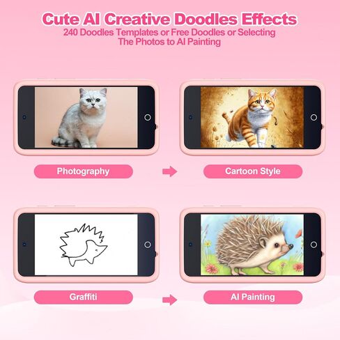AI Digital Camera for Kids WiFi لعيد الميلاد هدية عيد ميلاد للفتيات Boys ， شاشة تعمل باللمس HD Camera لحديقة السفر المنزلية ، ألعاب الأطفال لـ 4 5 6 7 8 9 10 11 12 مع بطاقة SD 32GB PINK in Kuwait