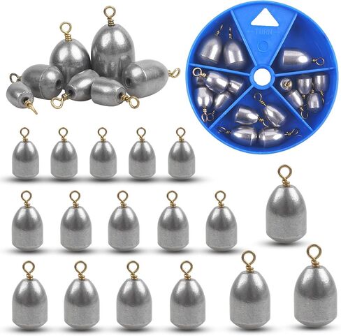 35pcs Fishing Weights Sinkers Kit Iron Fishing Weights Bass Casting Metal Sinker Weights Water Drop Bell Sinkers Lead Free Fishing Weights for Saltwater Freshwater Fishing in Saudi Arabia