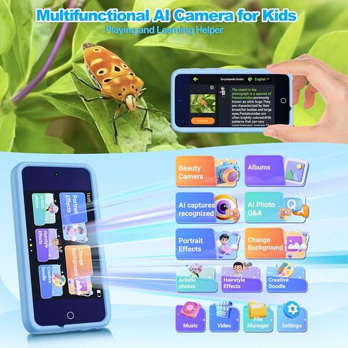AI Digital Camera for Kids WiFi لعيد الميلاد هدية عيد ميلاد للفتيات Boys ， شاشة تعمل باللمس HD Camera لحديقة السفر المنزلية ، ألعاب الأطفال لـ 4 5 6 7 8 9 10 11 12 مع بطاقة SD 32GB PINK in Saudi Arabia