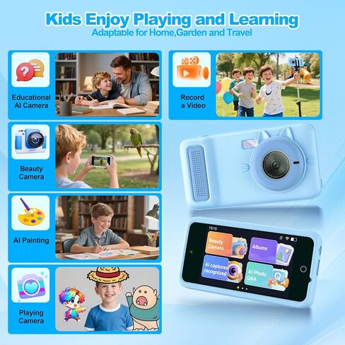 AI Digital Camera for Kids WiFi لعيد الميلاد هدية عيد ميلاد للفتيات Boys ， شاشة تعمل باللمس HD Camera لحديقة السفر المنزلية ، ألعاب الأطفال لـ 4 5 6 7 8 9 10 11 12 مع بطاقة SD 32GB PINK in Saudi Arabia
