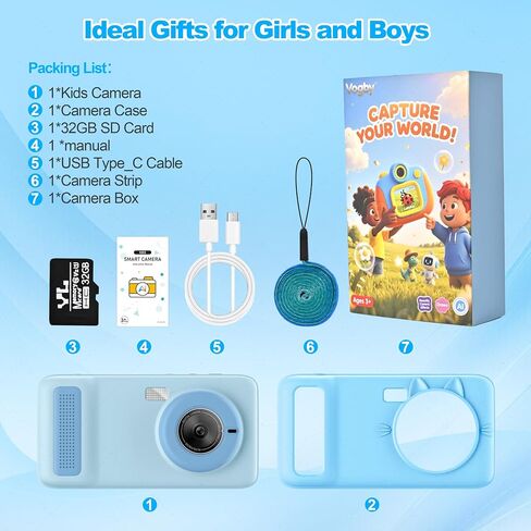 AI Digital Camera for Kids WiFi لعيد الميلاد هدية عيد ميلاد للفتيات Boys ， شاشة تعمل باللمس HD Camera لحديقة السفر المنزلية ، ألعاب الأطفال لـ 4 5 6 7 8 9 10 11 12 مع بطاقة SD 32GB PINK in Saudi Arabia
